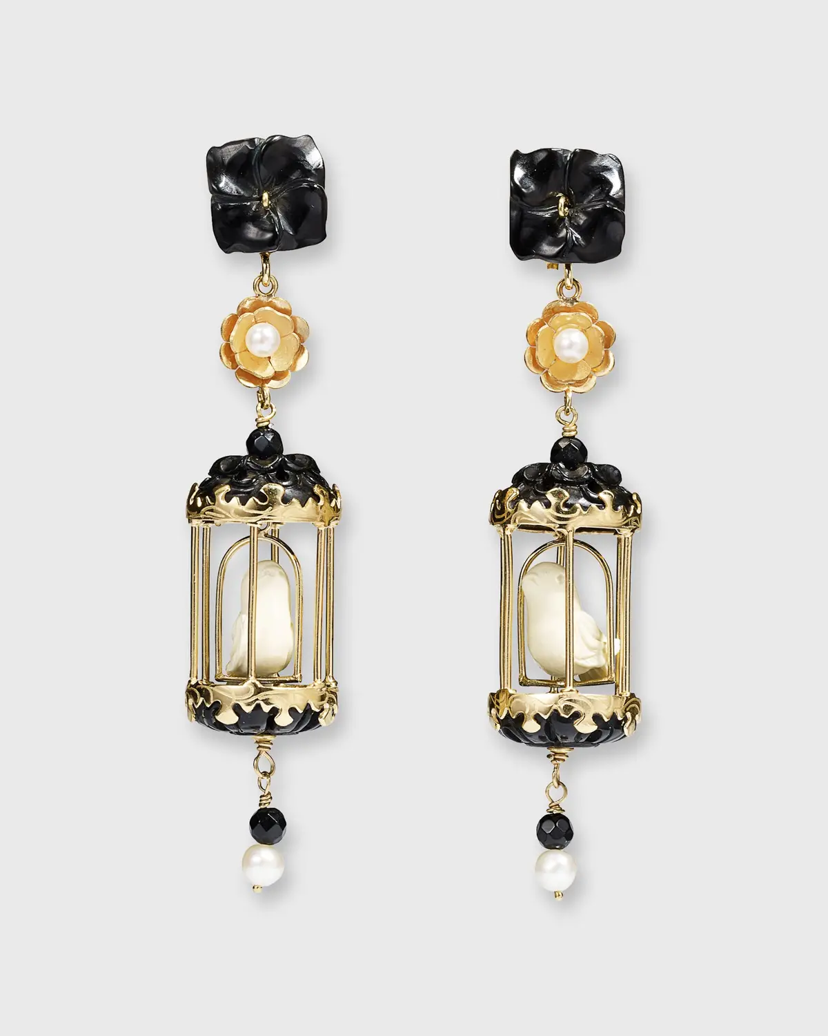 Aviary Classic Earrings In Gold/Black/White 1