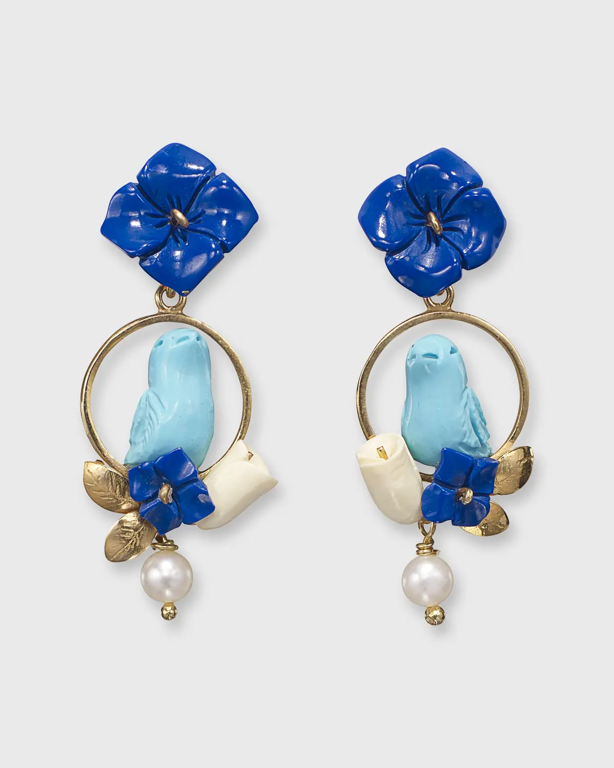 Chick Earrings In Gold/Lapis/Turquoise 1