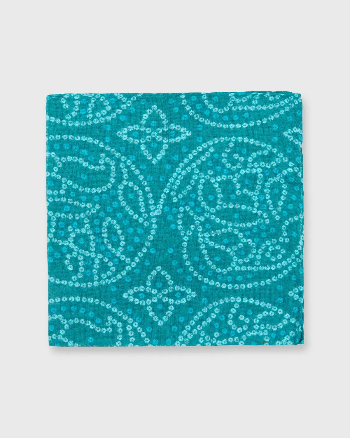 Cotton Print Pocket Square In Teal/Mint/Turquoise Dot Constellation 1