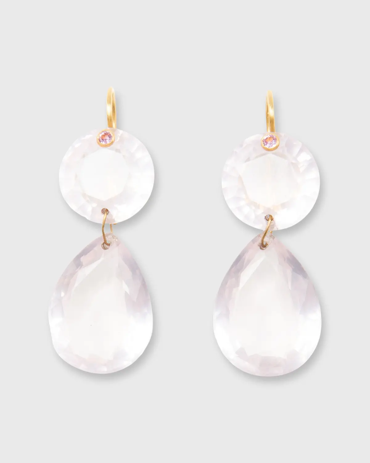 Gem Girandole Earrings In Rose Quartz 1