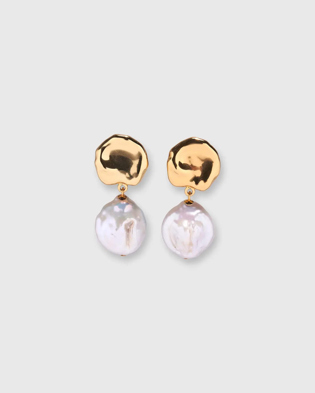 Coin Reflection Earrings In Gold/Pearl 1