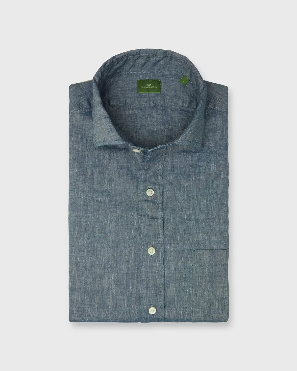 Spread Collar Sport Shirt In Blue Cotolino Chambray 1