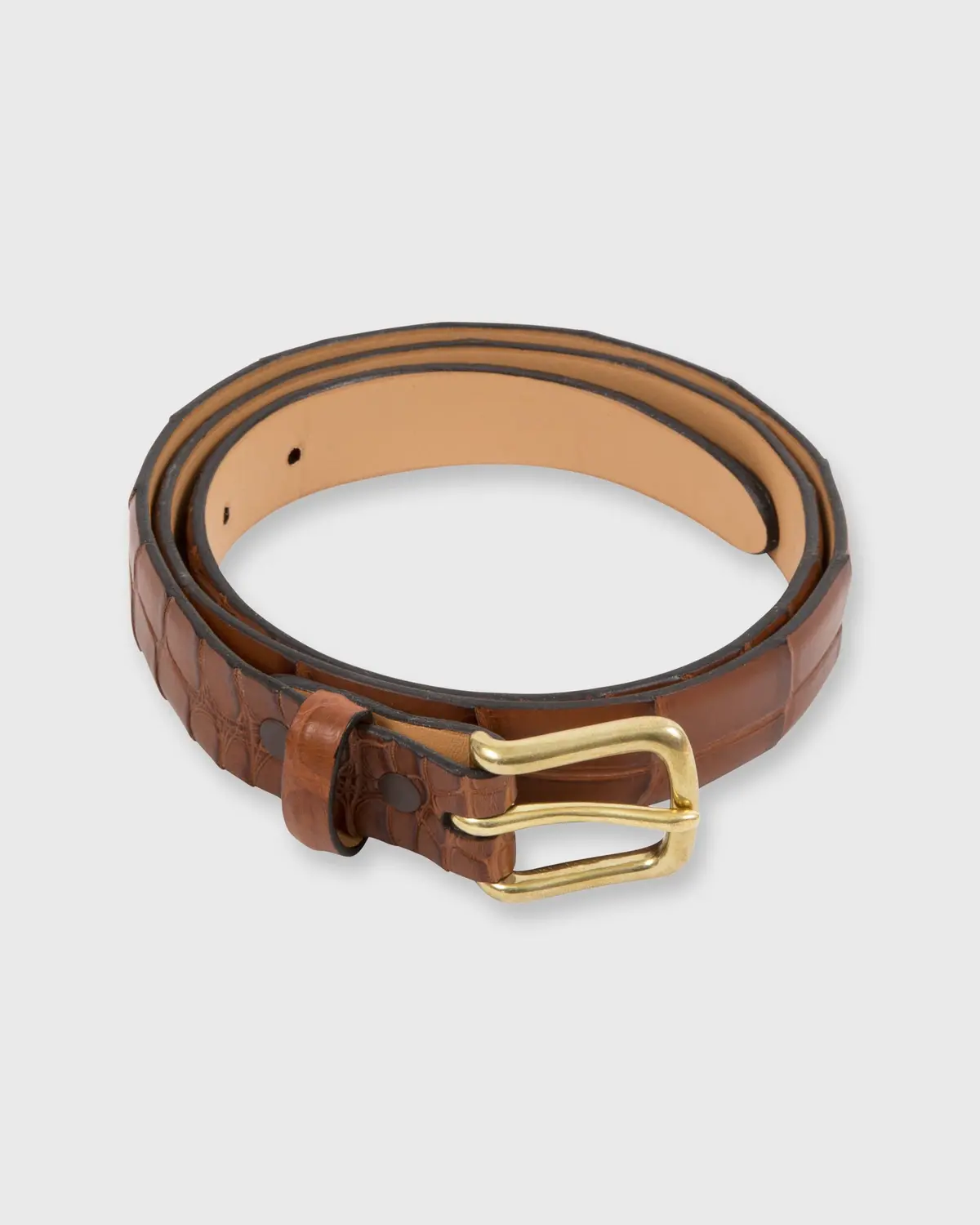 1" Belt In Medium Brown Matte Alligator 1