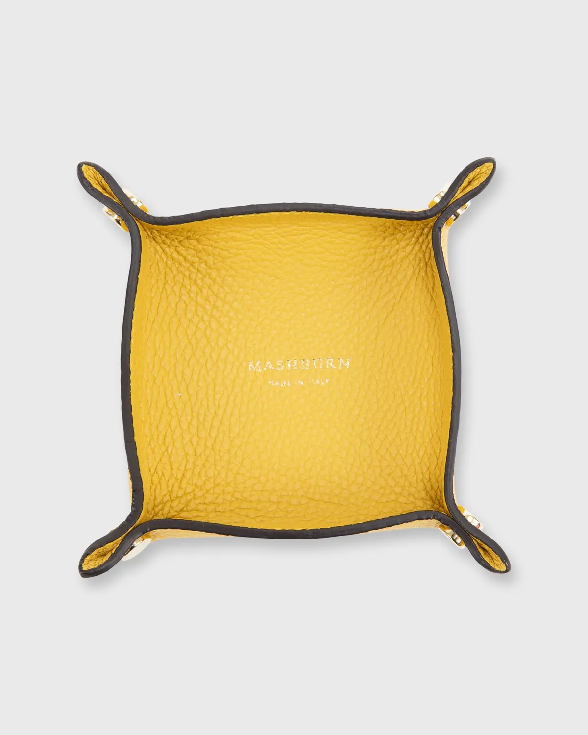 Soft Small Square Tray In Yellow Alce Leather 1