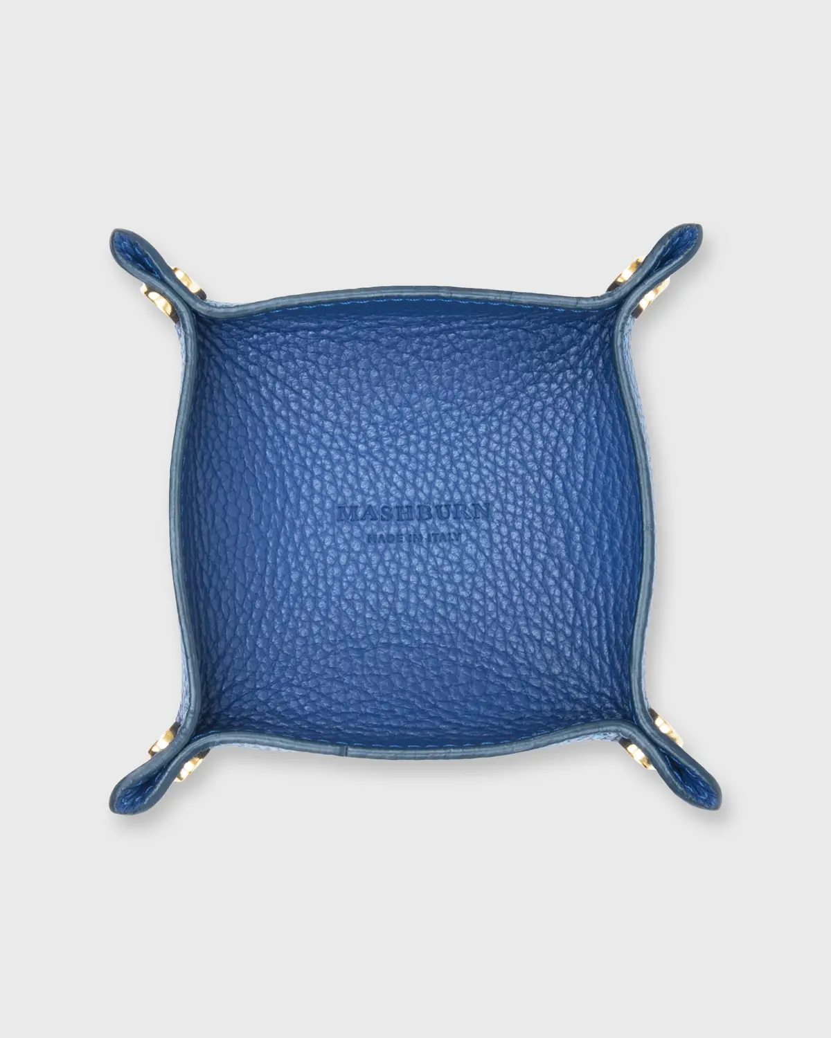 Soft Small Square Tray In Deep Blue Alce Leather 1