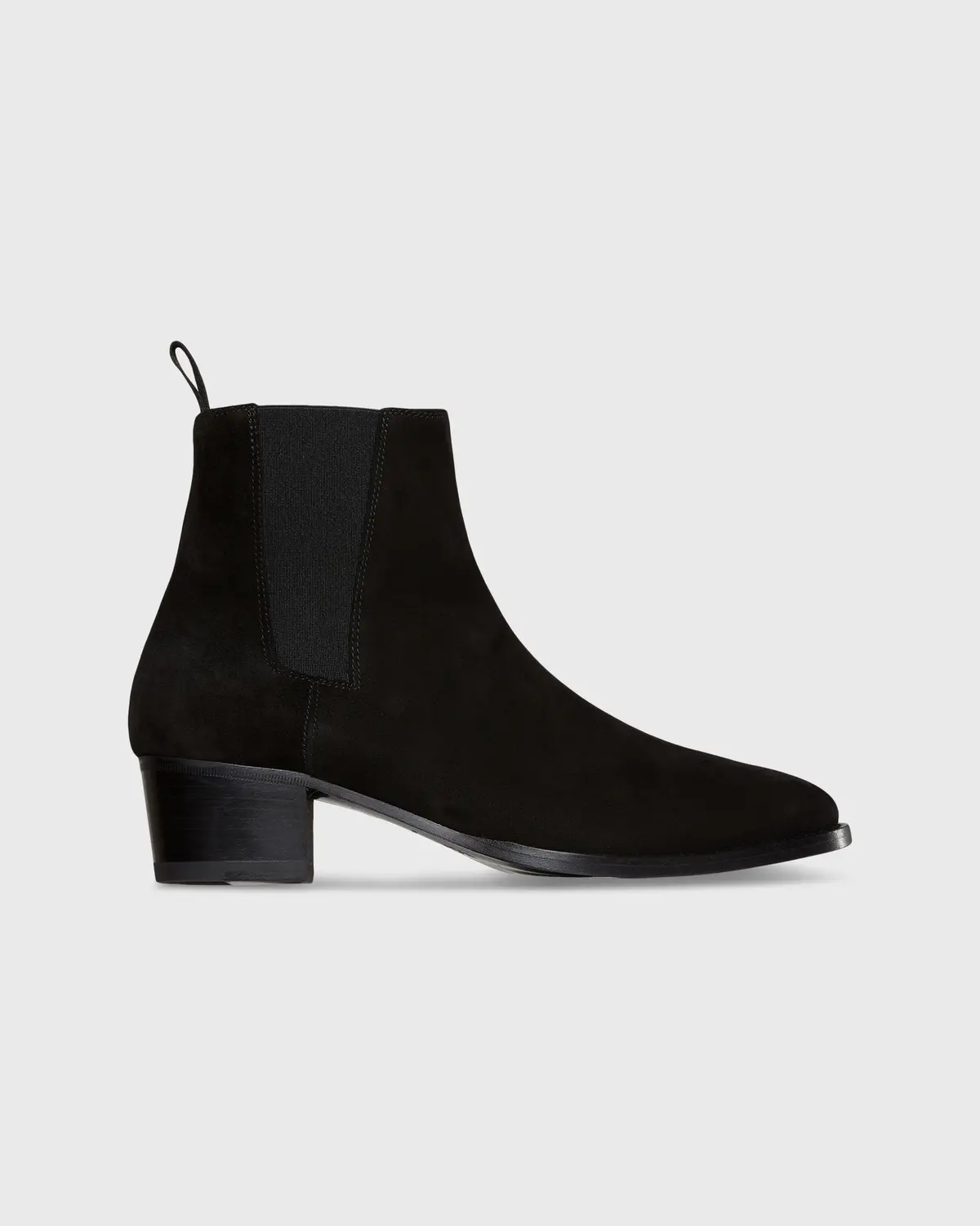 Heeled Chelsea Boot In Black Suede 1