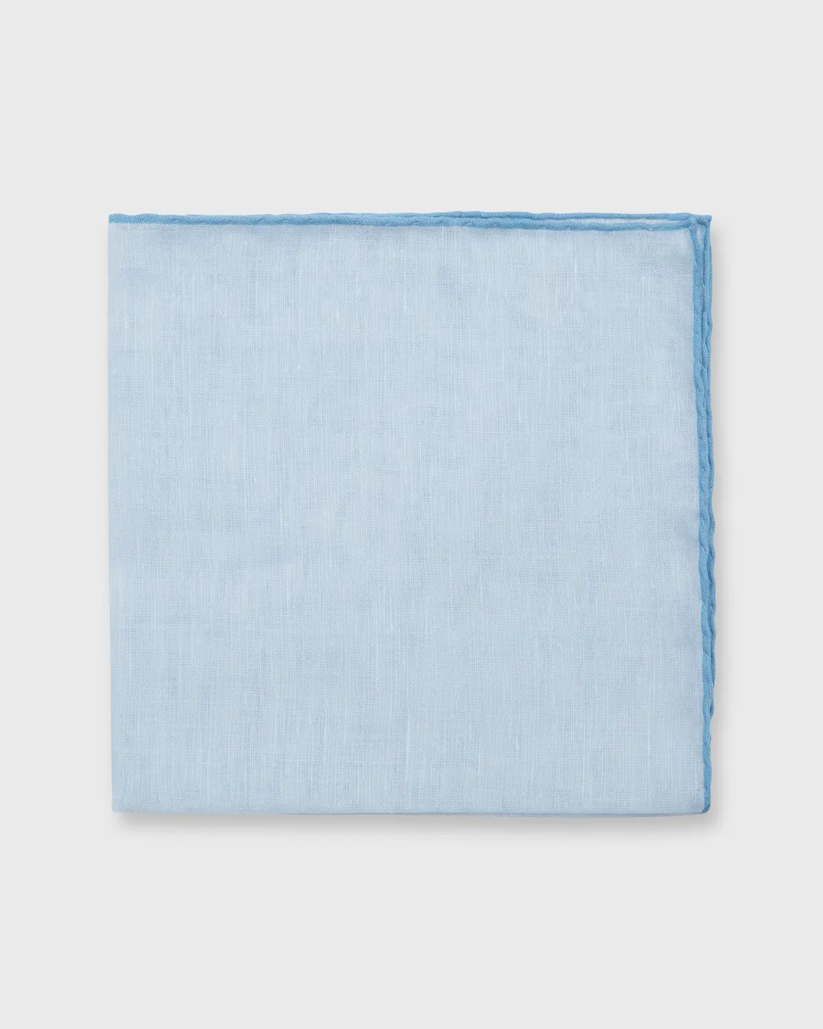 Hand-Rolled Pocket Square In Sky Cotolino/Blue Edge 1