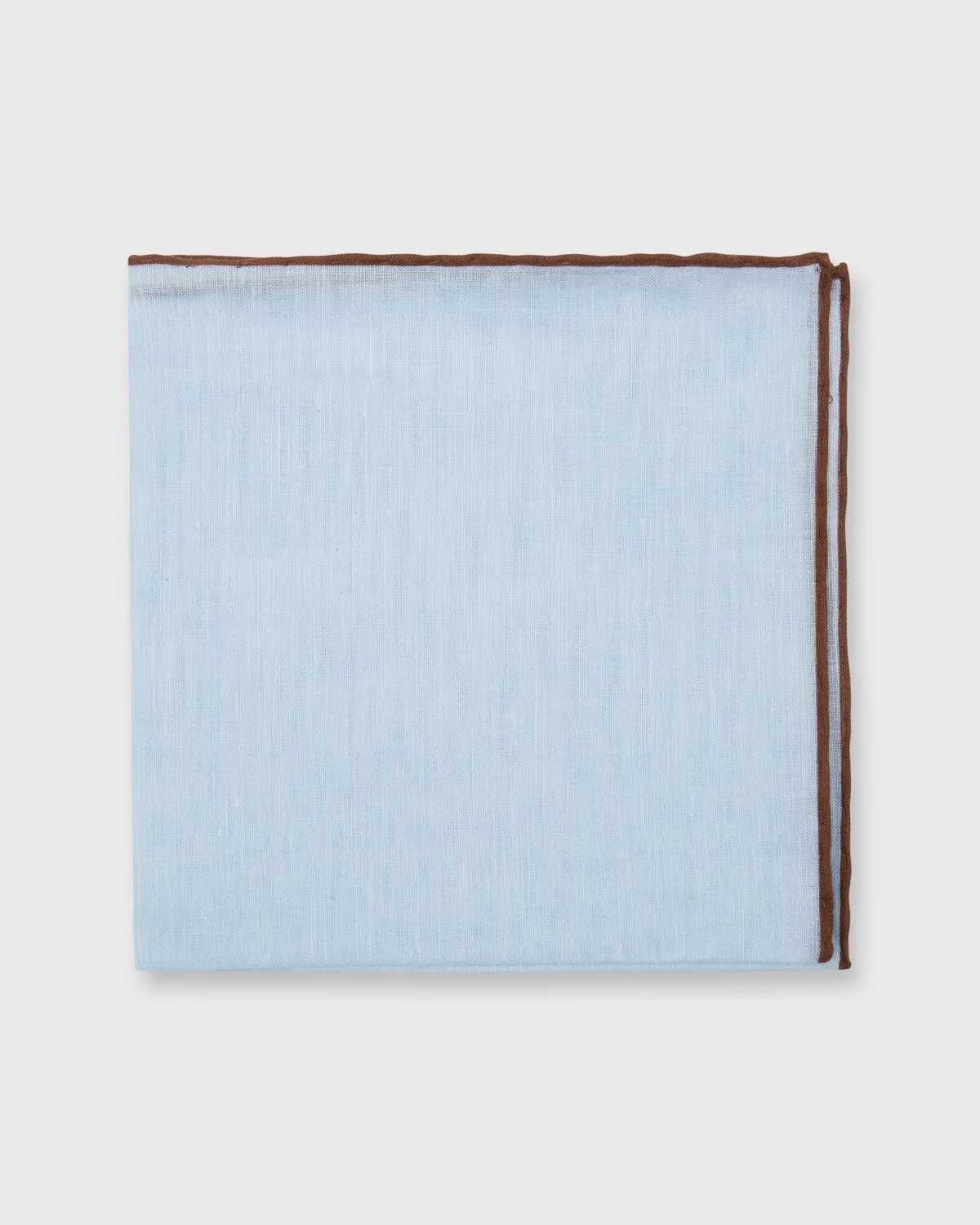 Hand-Rolled Pocket Square In Sky Cotolino/Brown Edge 1