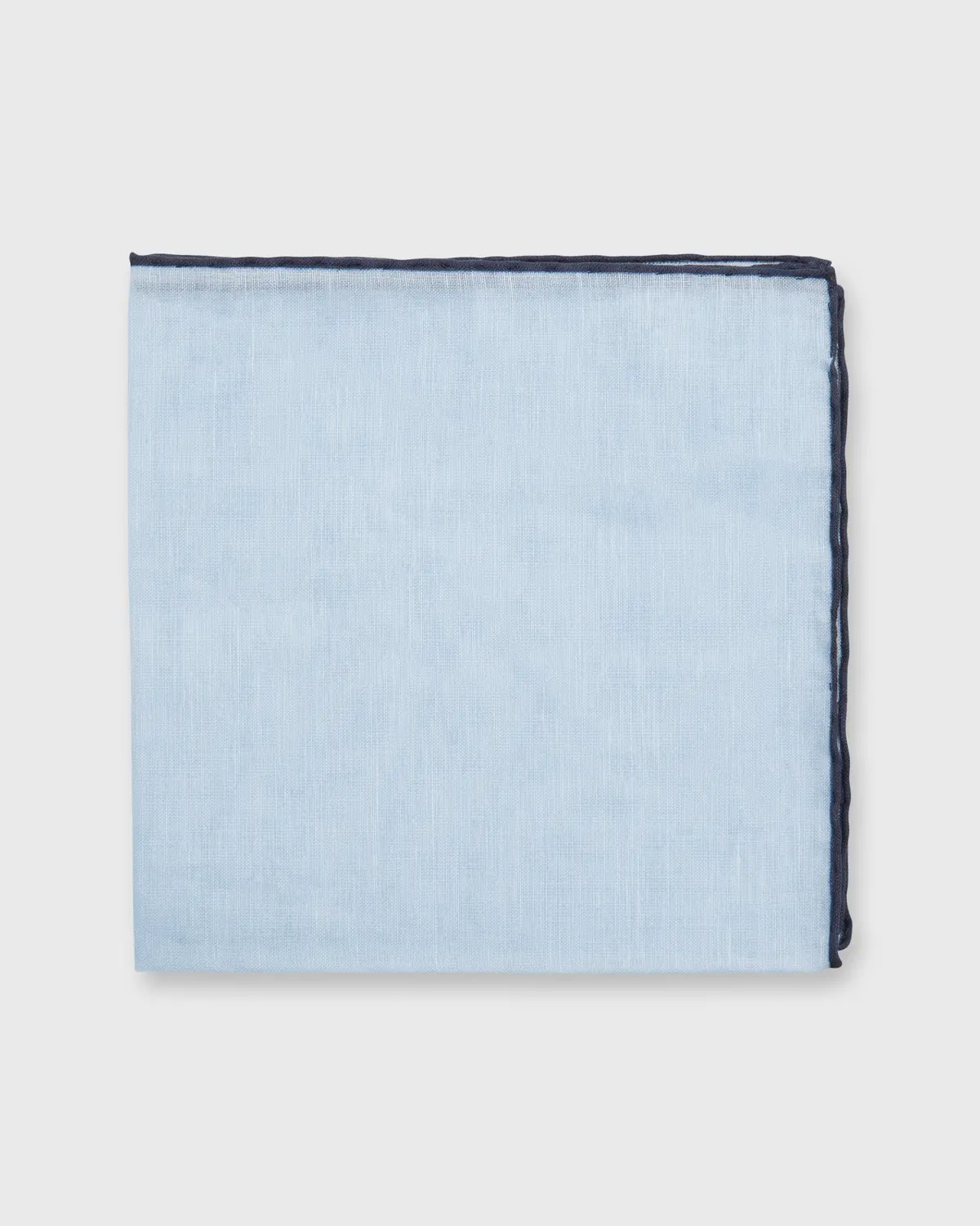 Hand-Rolled Pocket Square In Sky Cotolino/Navy Edge 1