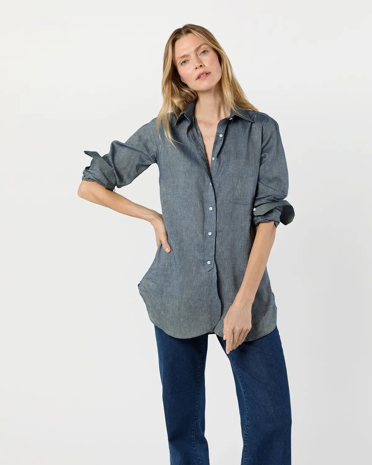 Boyfriend Shirt In Indigo Cotolino Chambray 1
