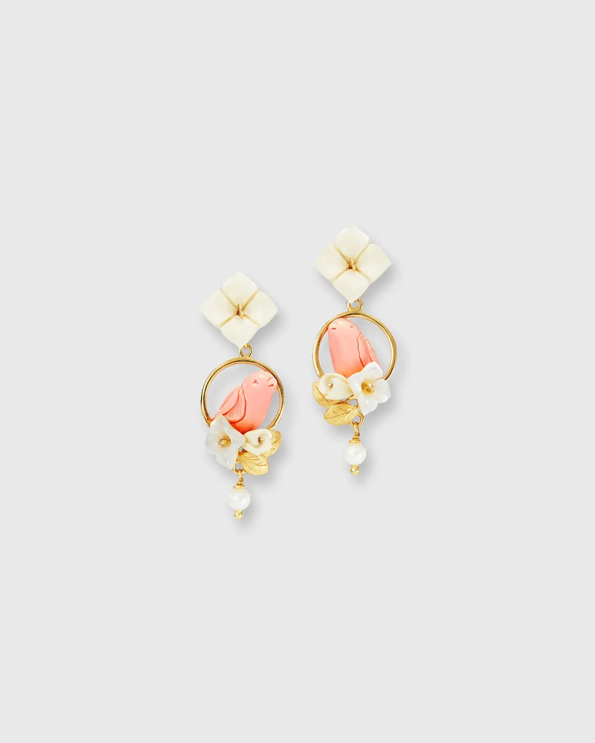 Chick Earrings In Gold/White/Pink 1