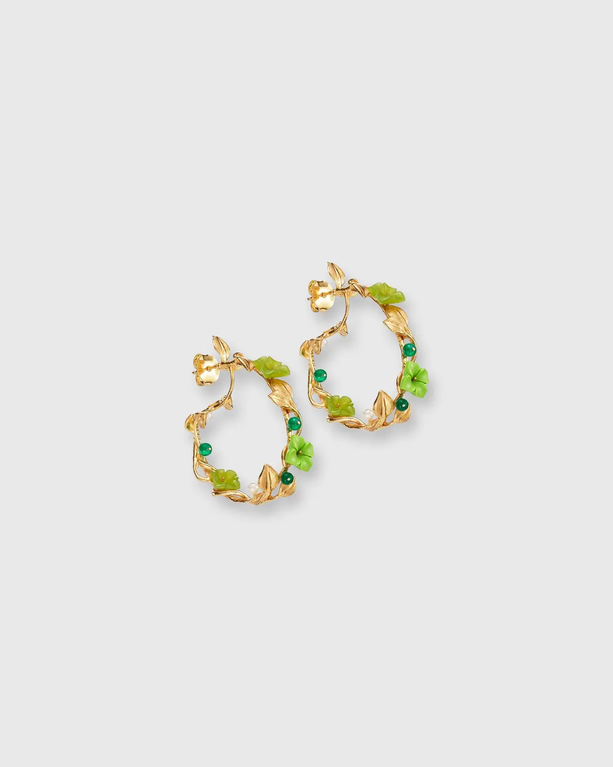 Mini Flower Whirl Earrings In Gold/Jade/Peridot 1