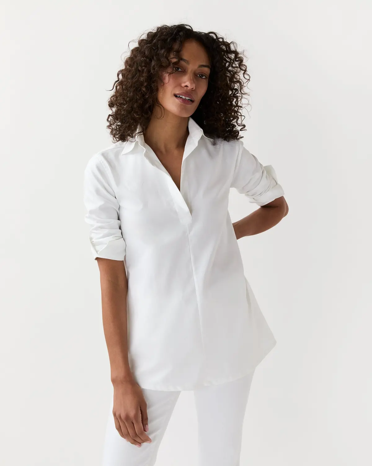 Designer Tunic In White Roxford 1