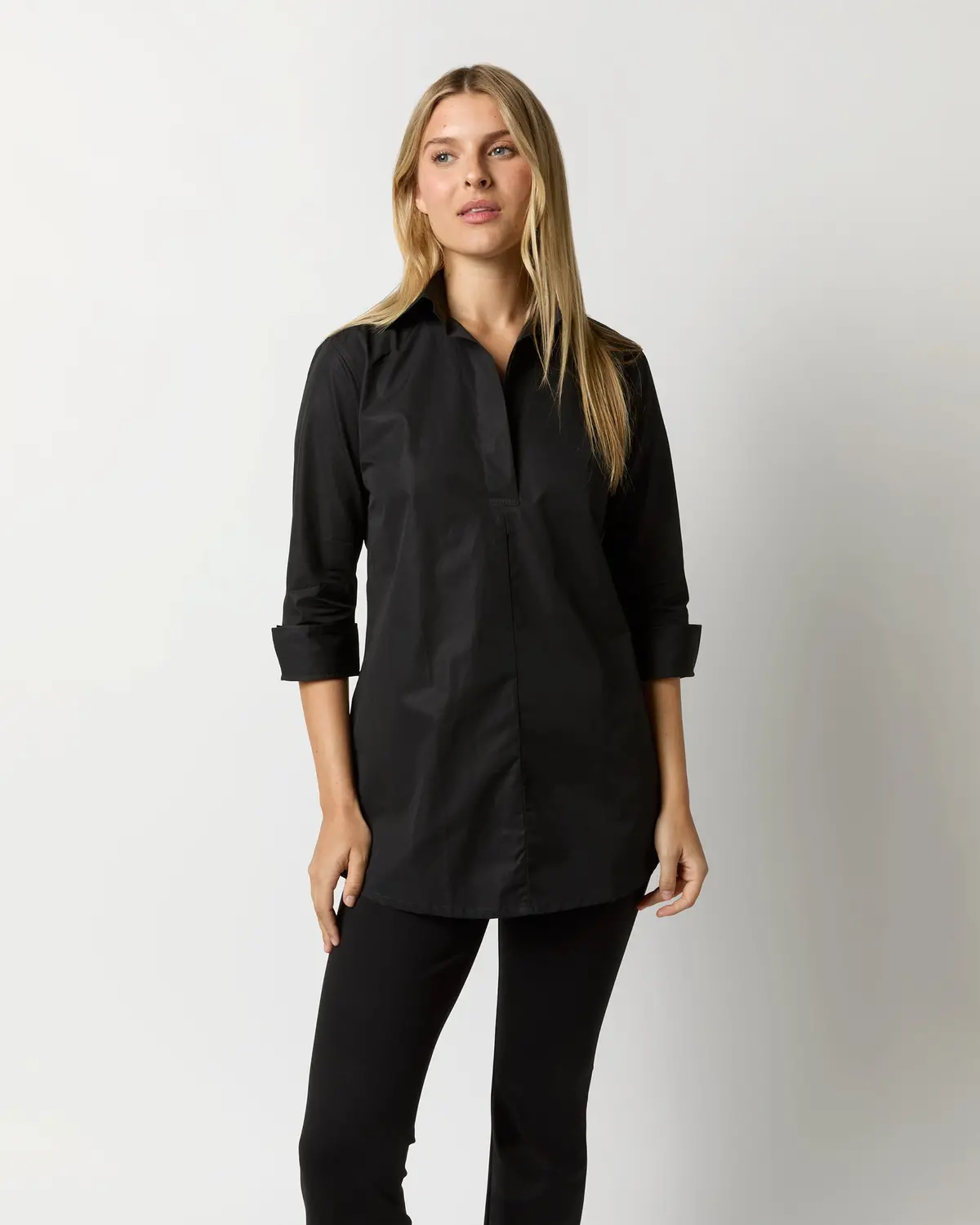 Designer Tunic In Black Poplin 1
