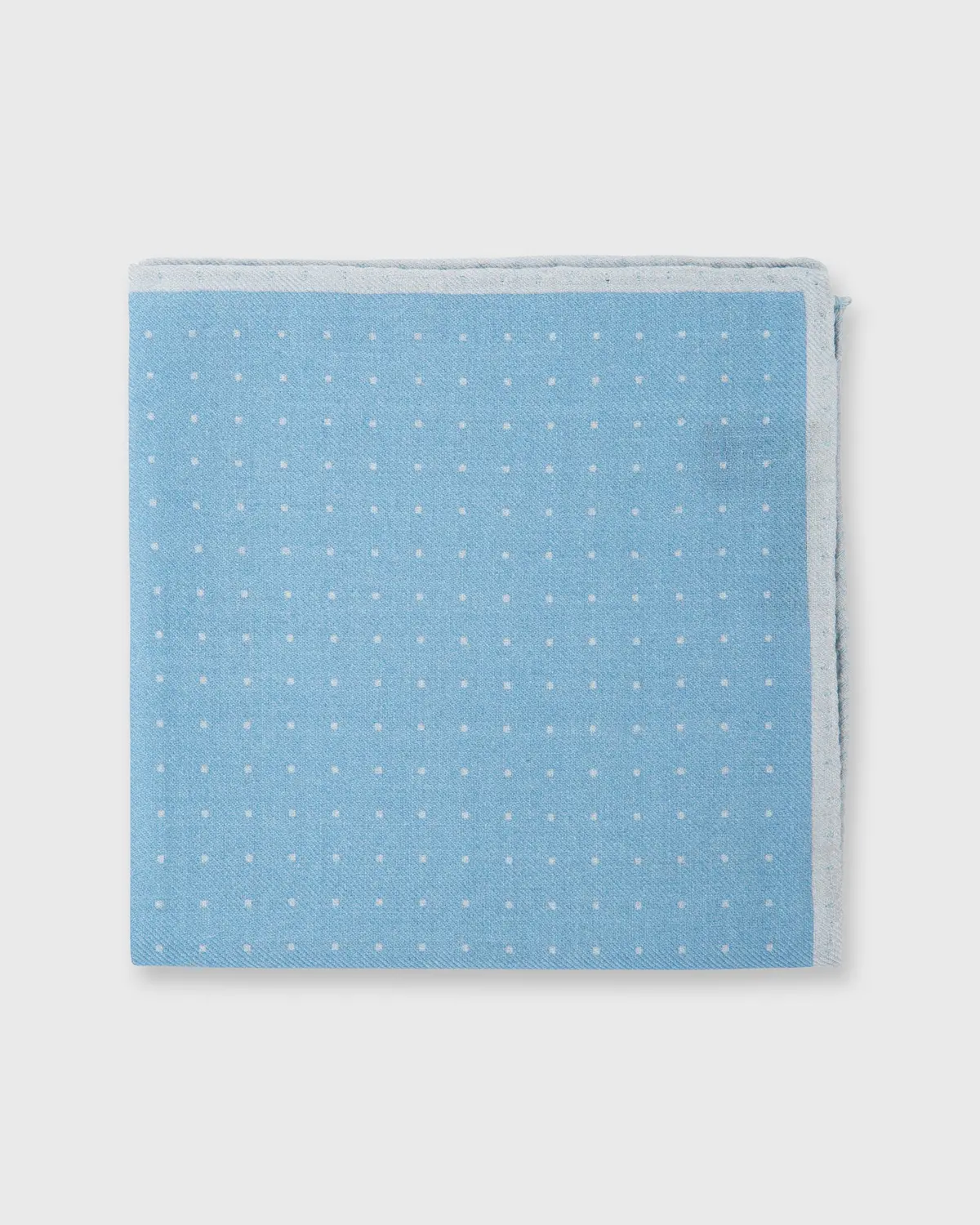 Wool/Silk Print Pocket Square In Glacier Blue/Pale Grey Micro Dot 1