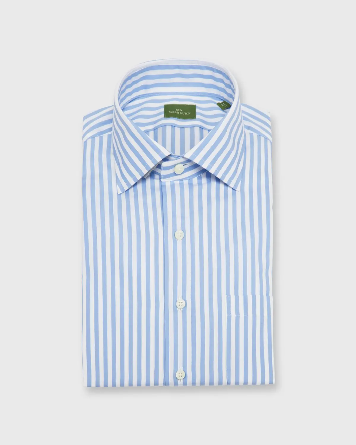 Spread Collar Dress Shirt In Sky Awning Stripe Poplin 1