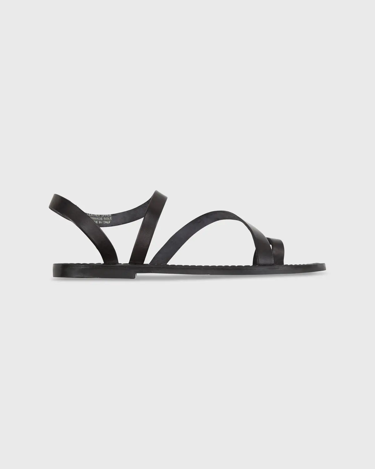 Diagonal Strap Sandal In Black Leather 1