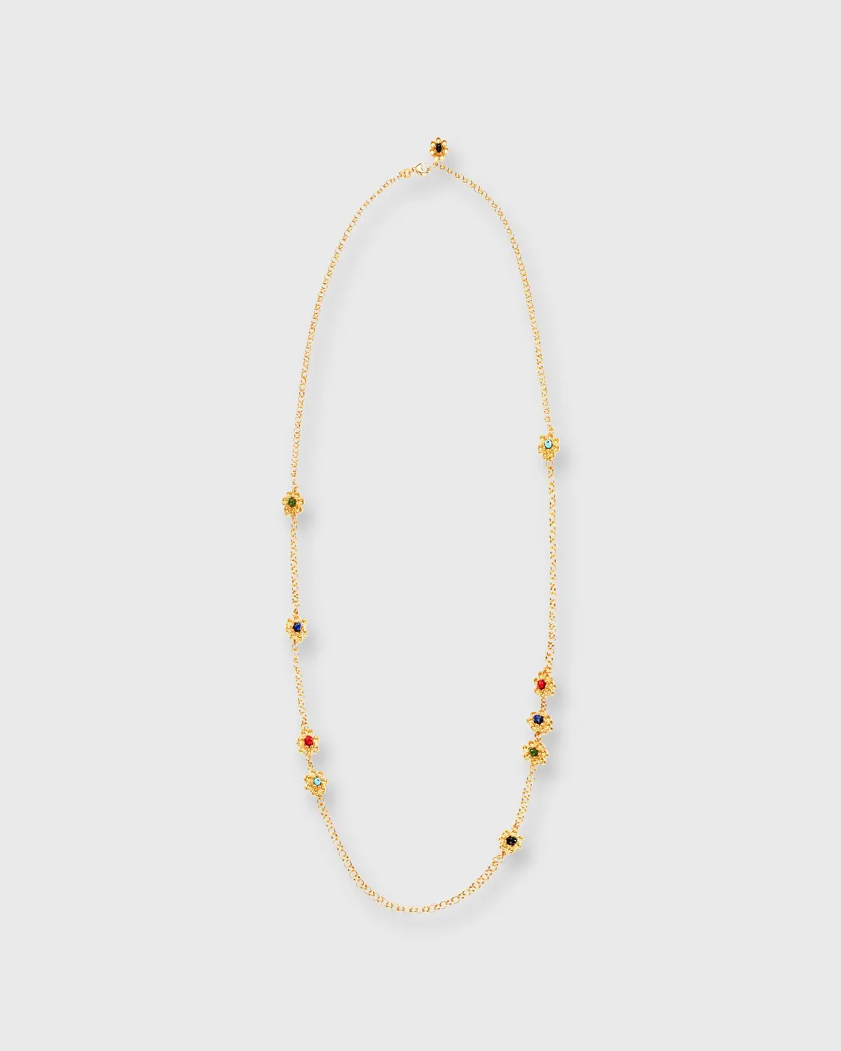 Long Daisy Chain Necklace In Gold/Multi 1