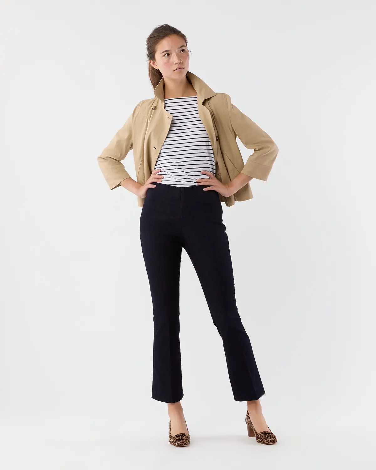 Faye Flare Cropped Pant In Indigo Stretch Denim 1