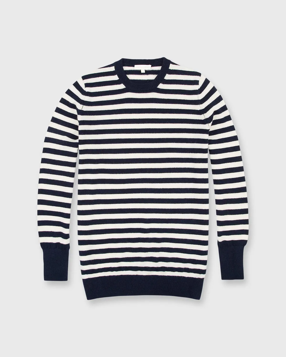 Cydney Boyfriend Crewneck Sweater In Navy/Ivory Stripe Cashmere 1