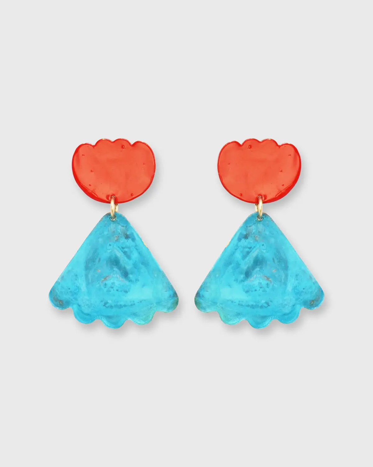 Poppy Athalia Earrings In Bluish-Green/Red 1