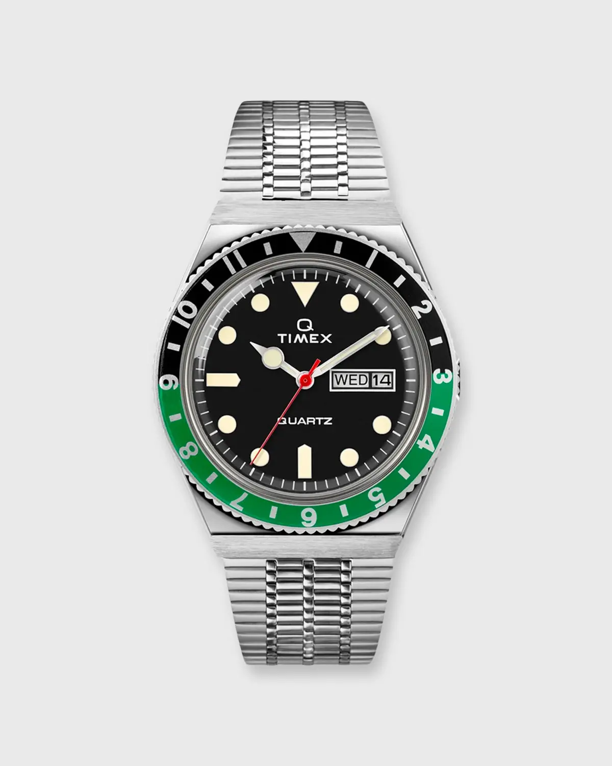 Q Timex Reissue Watch In Silver/Black/Green 1