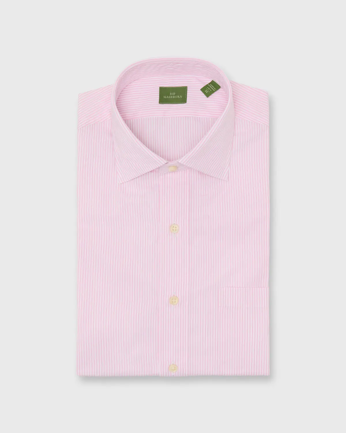 Spread Collar Dress Shirt In Pink Bengal Stripe Poplin 1