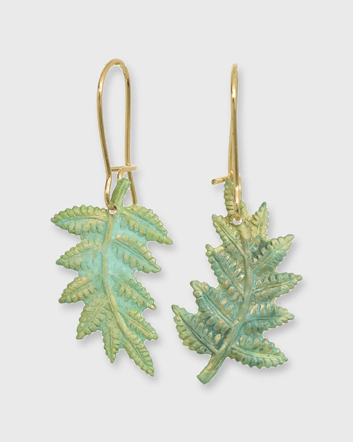 Fern Earrings In Bluish-Green/Brass 1