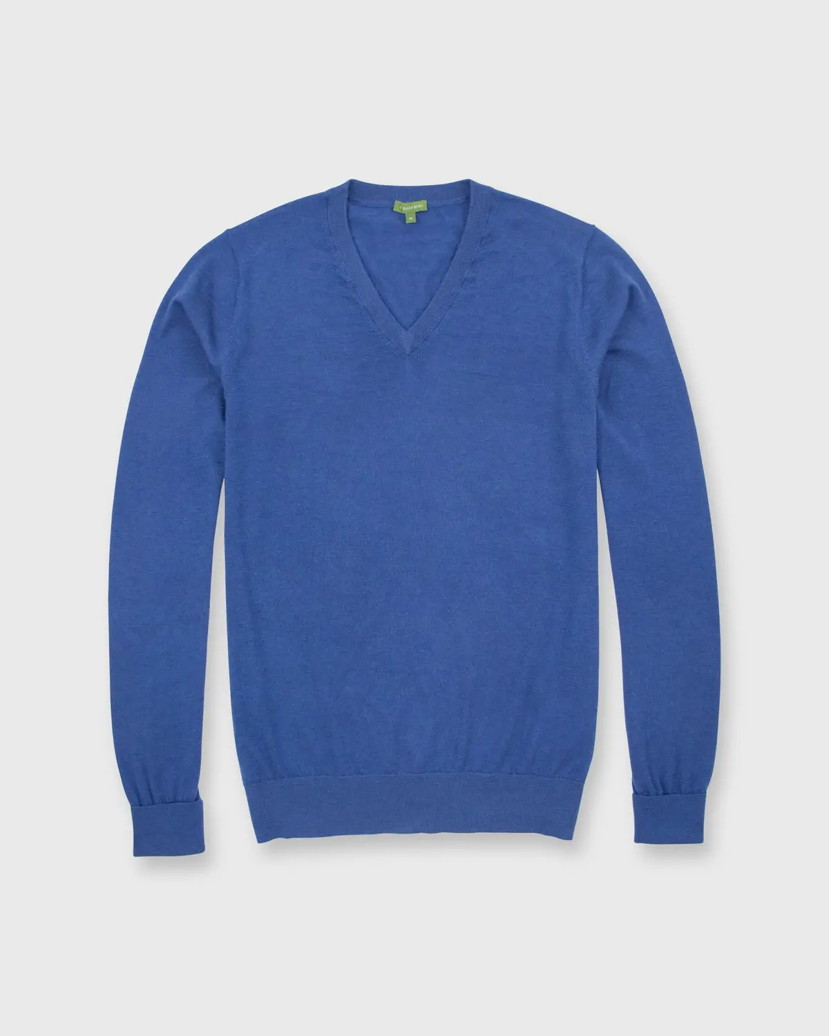 Fine-Gauge V-Neck Sweater In Serge Blue Cashmere 1