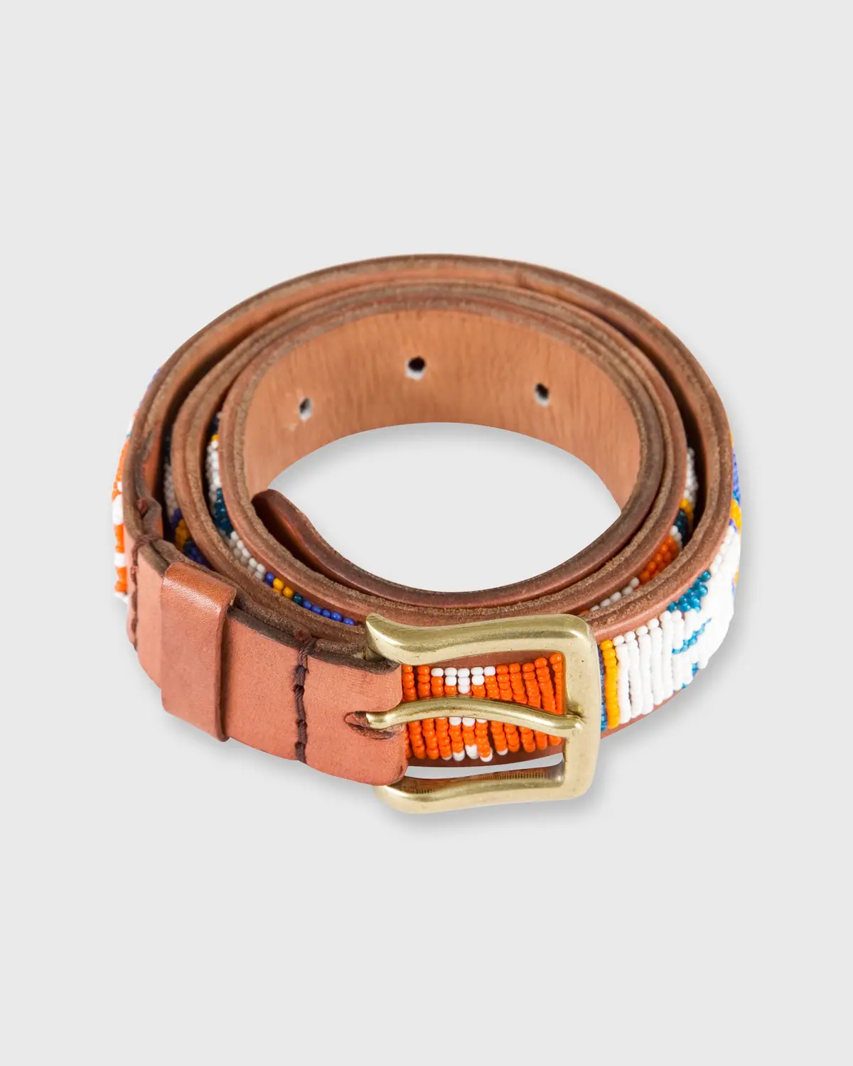 1.25" African Beaded Belt In Blue/Orange Multi Kite Design 1