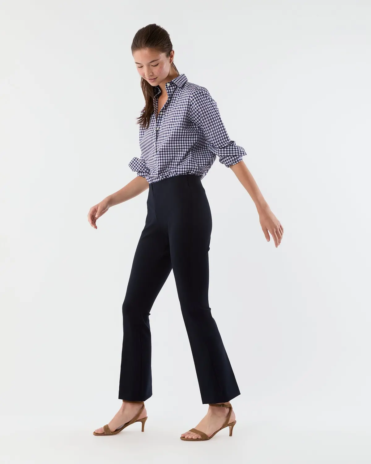 Faye Flare Cropped Pant In Navy Ponte Knit 4
