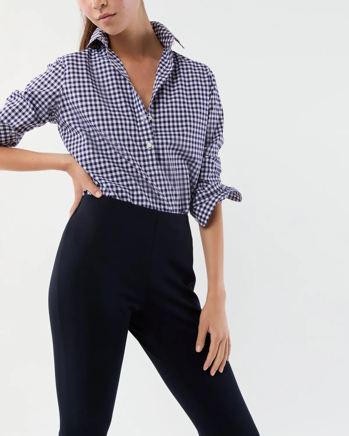Faye Flare Cropped Pant In Navy Ponte Knit 9