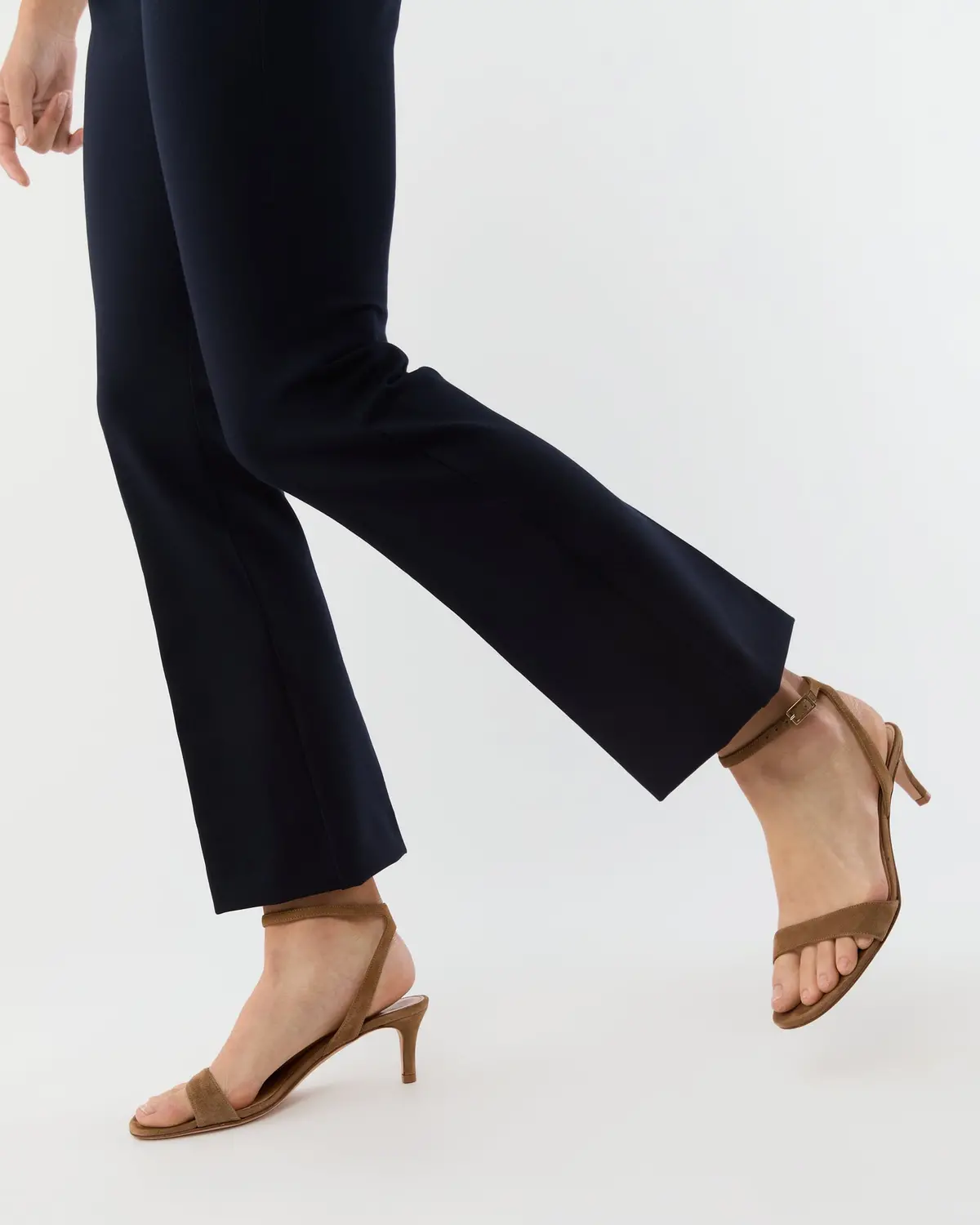Faye Flare Cropped Pant In Navy Ponte Knit 3