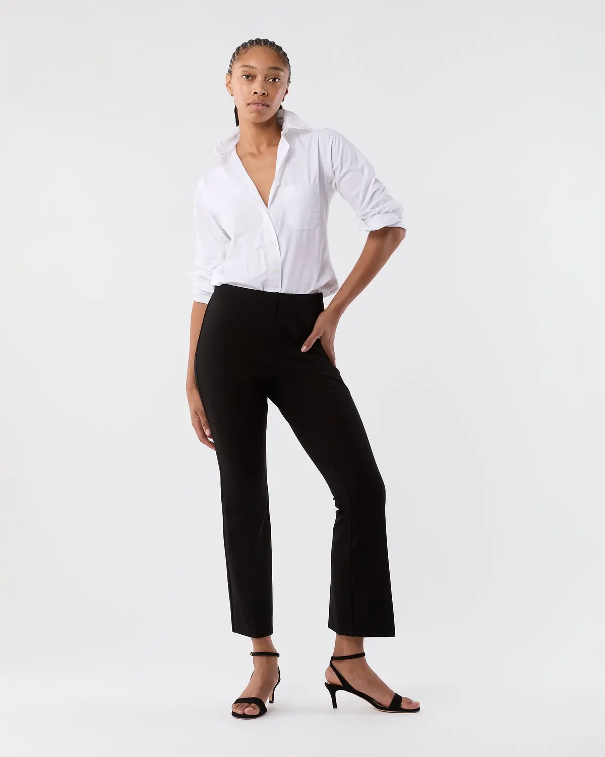 Faye Flare Cropped Pant In Black Ponte Knit 1