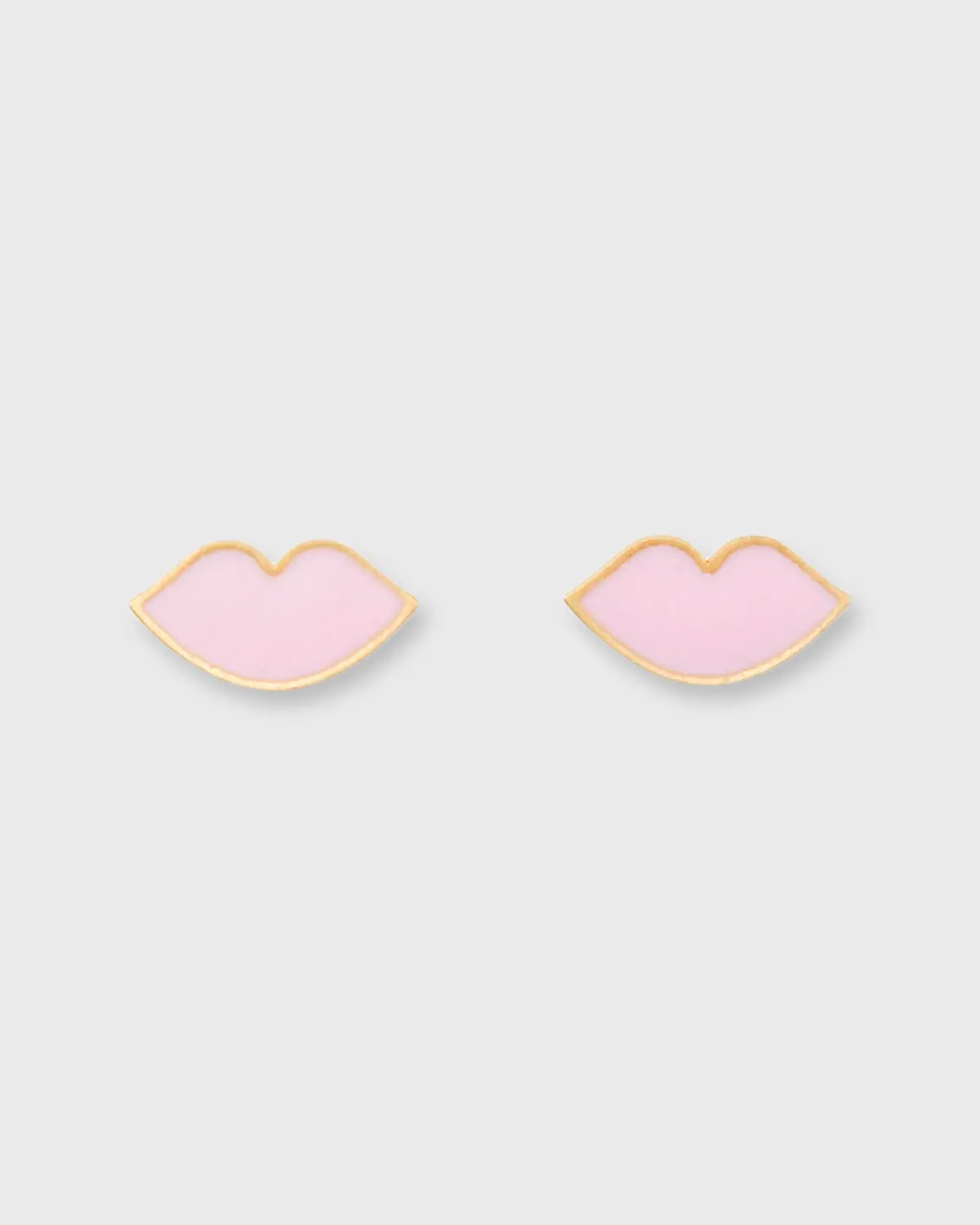 Kiss Stud Earrings In Light Pink Enamel 1