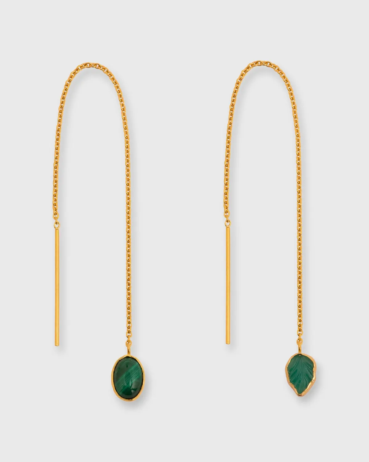 Thread Through Earrings In Green 1
