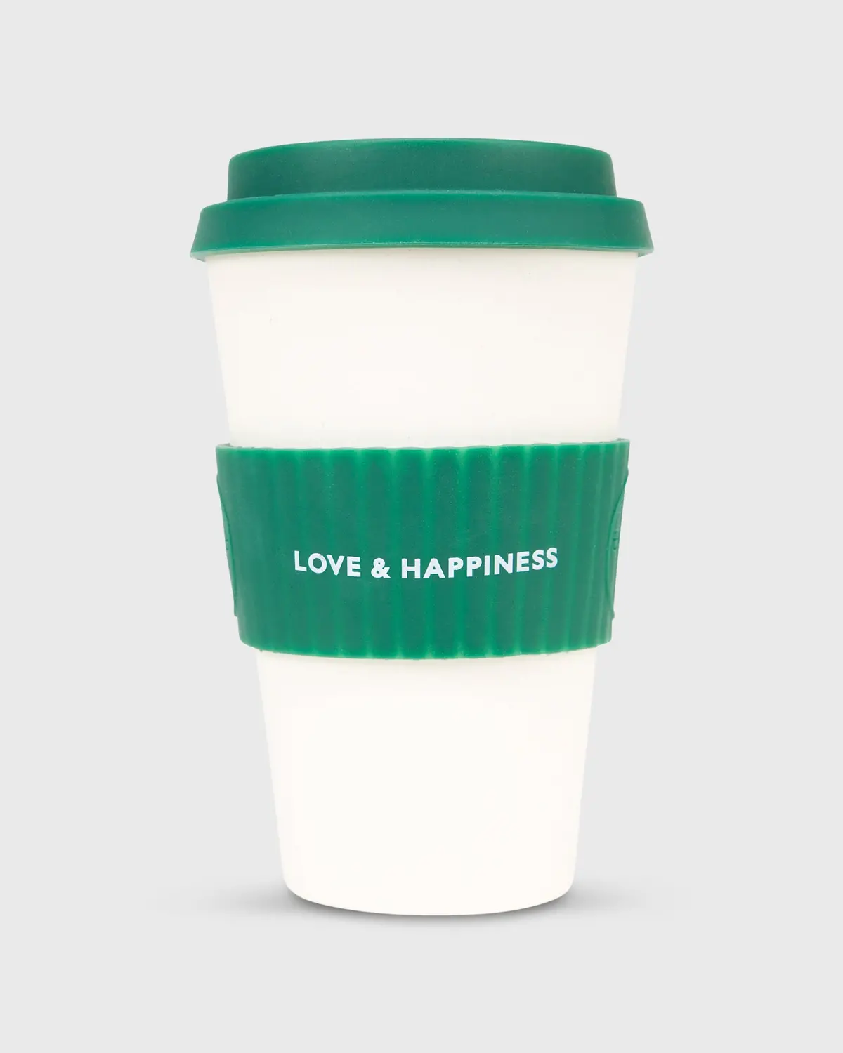 14 Oz. Reusable Coffee Cup In White/Green 1