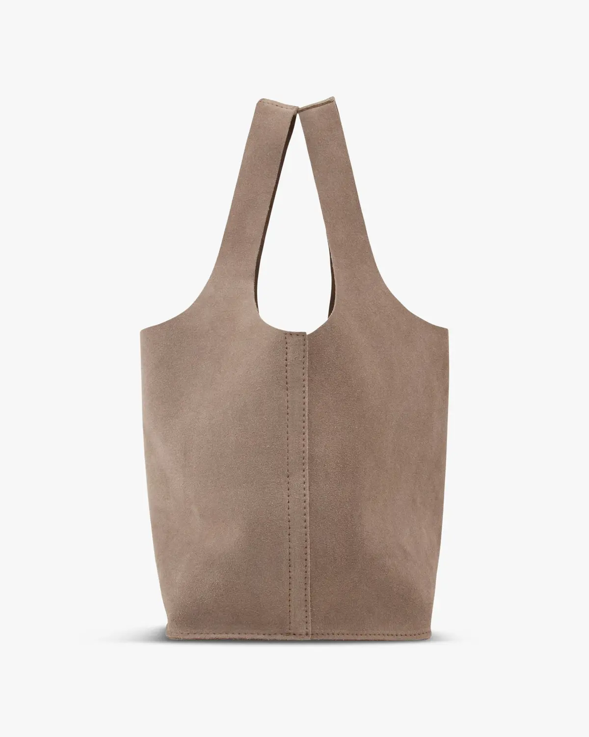 Paola Bucket Bag In Taupe Suede 1