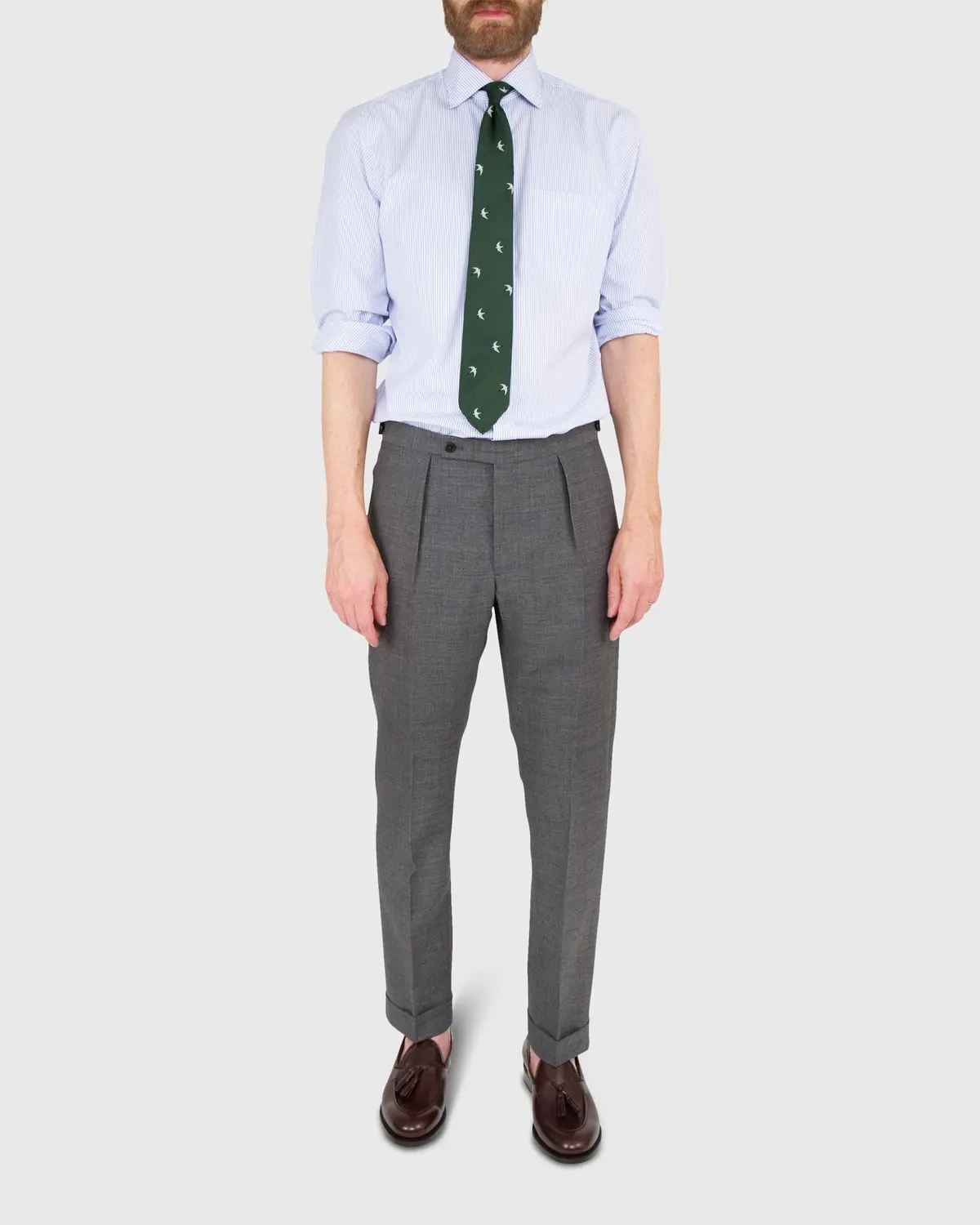 Pleated Dress Trouser In Mid-Grey High-Twist 2