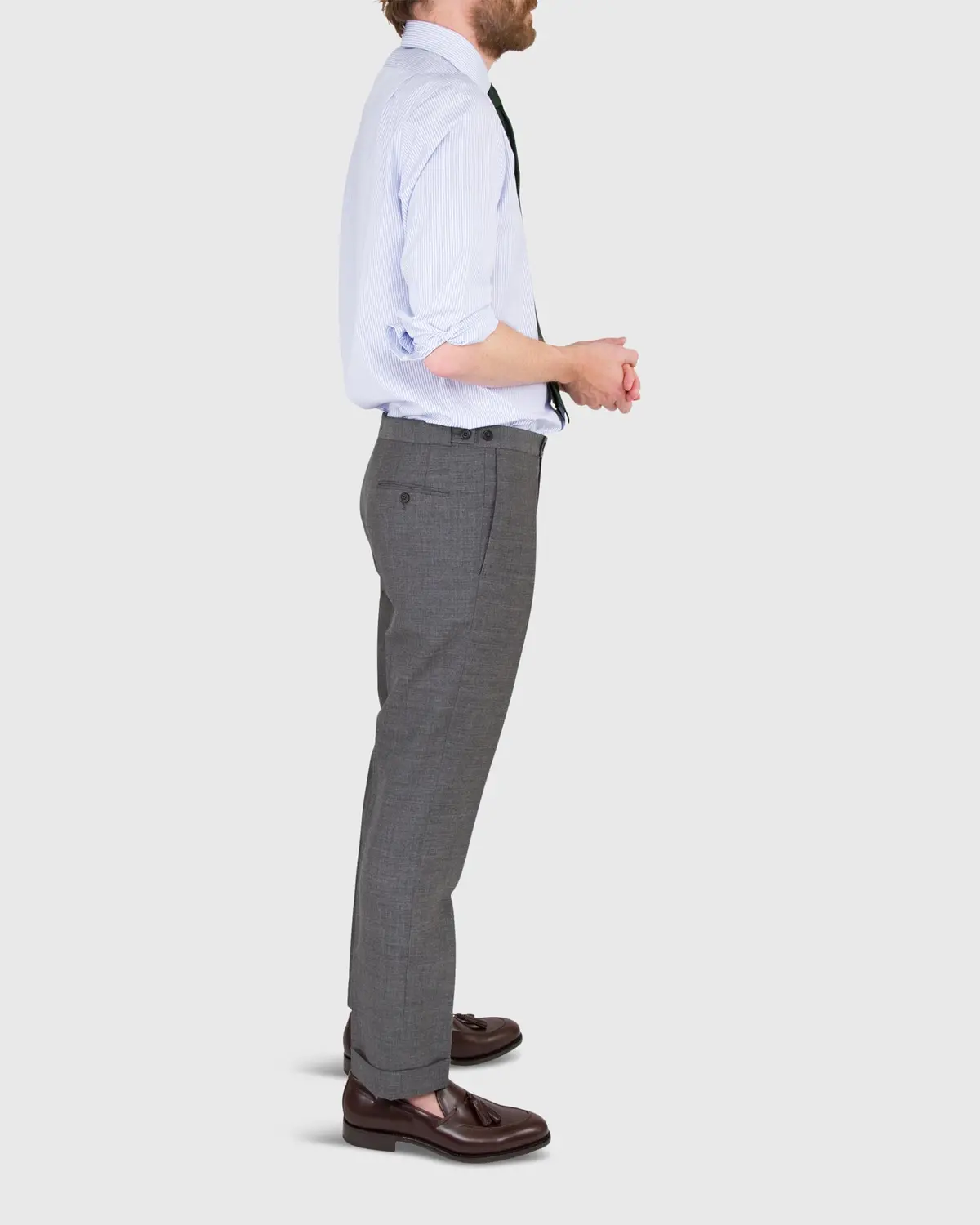 Pleated Dress Trouser In Mid-Grey High-Twist 4