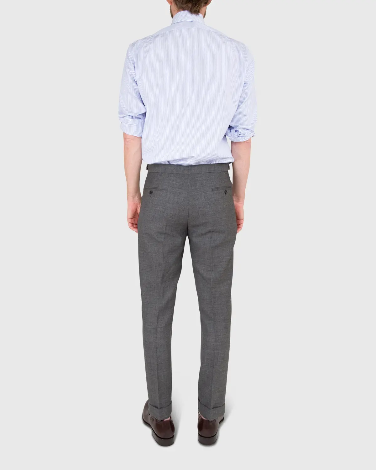Pleated Dress Trouser In Mid-Grey High-Twist 3