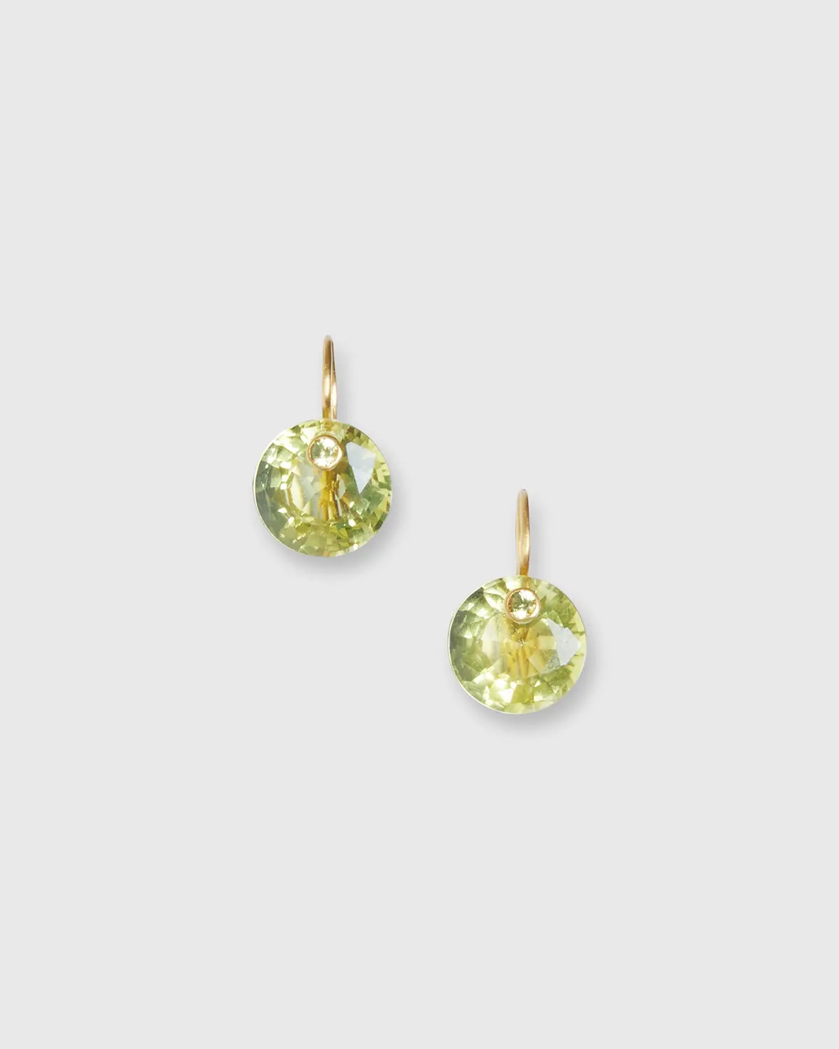 Small Round Gem Earrings In Lemon Quartz/Yellow Sapphire 1