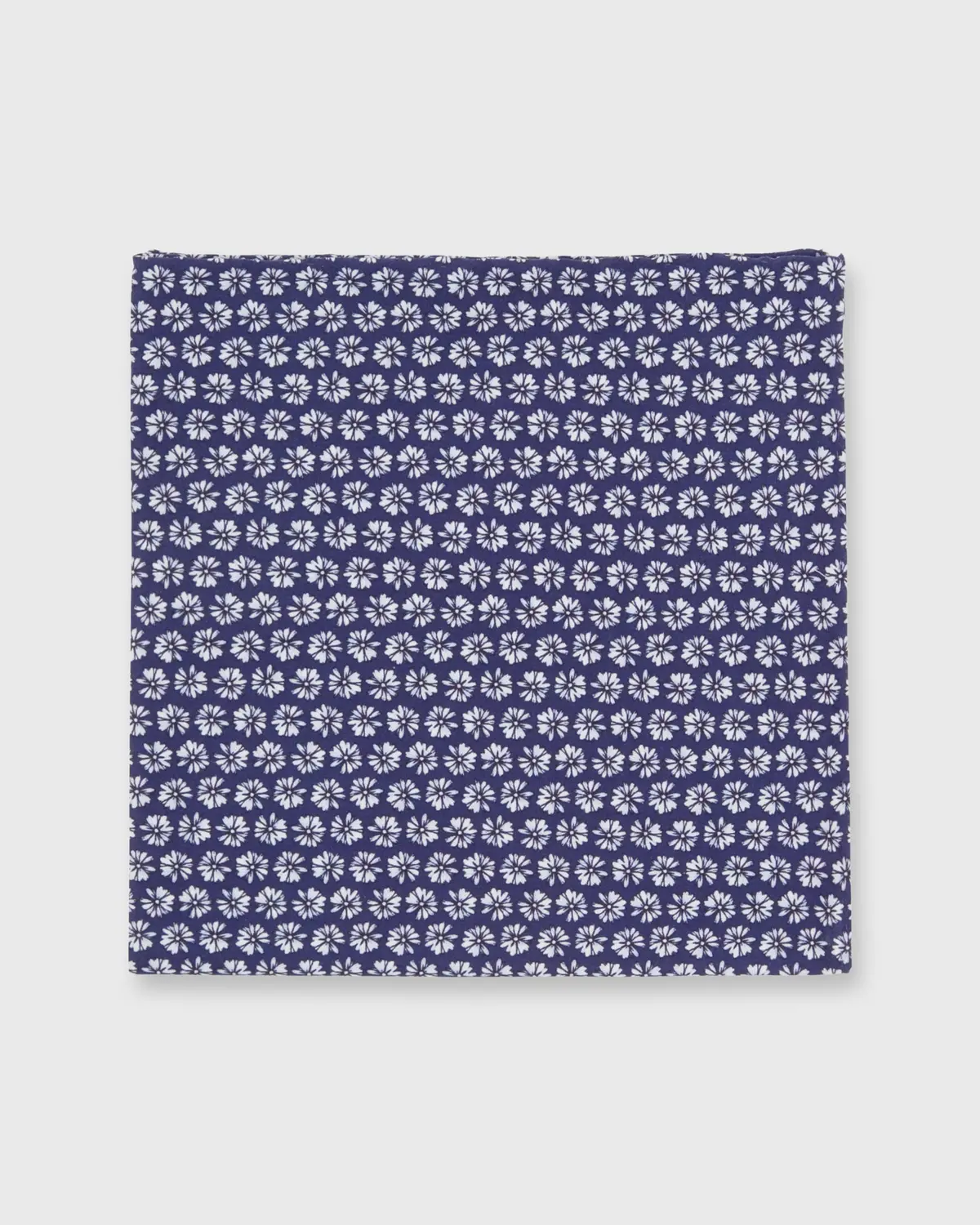 Cotton Print Pocket Square In Navy Daisy 1