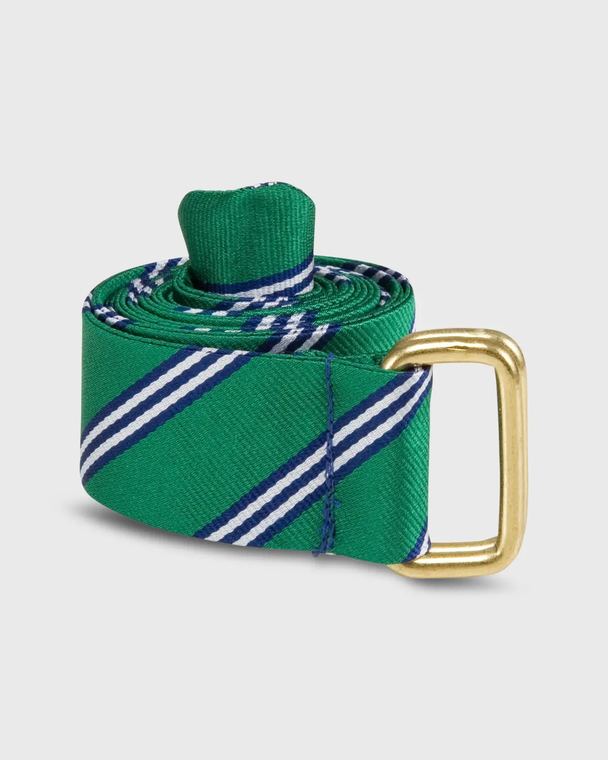 D-Ring Belt In Green/Navy/White Brooks Stripe 1