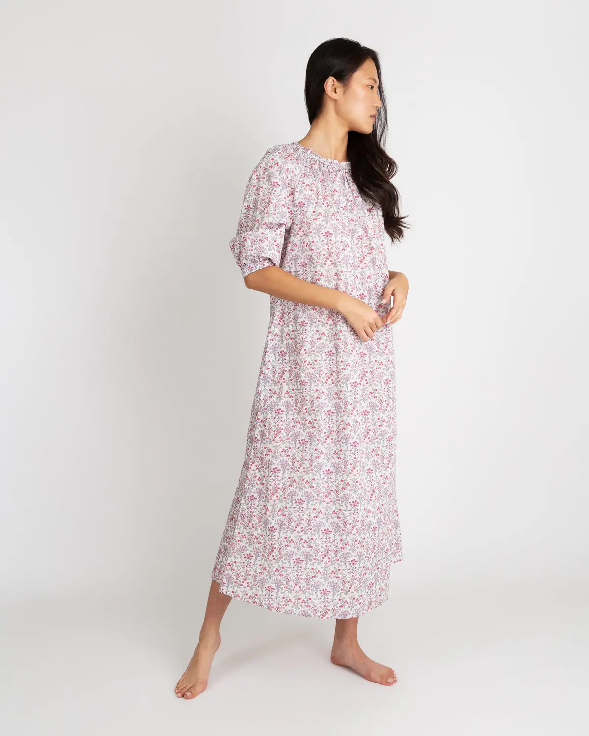 Lucy Nightdress In Pink/White Devon Dance Liberty Fabric 1