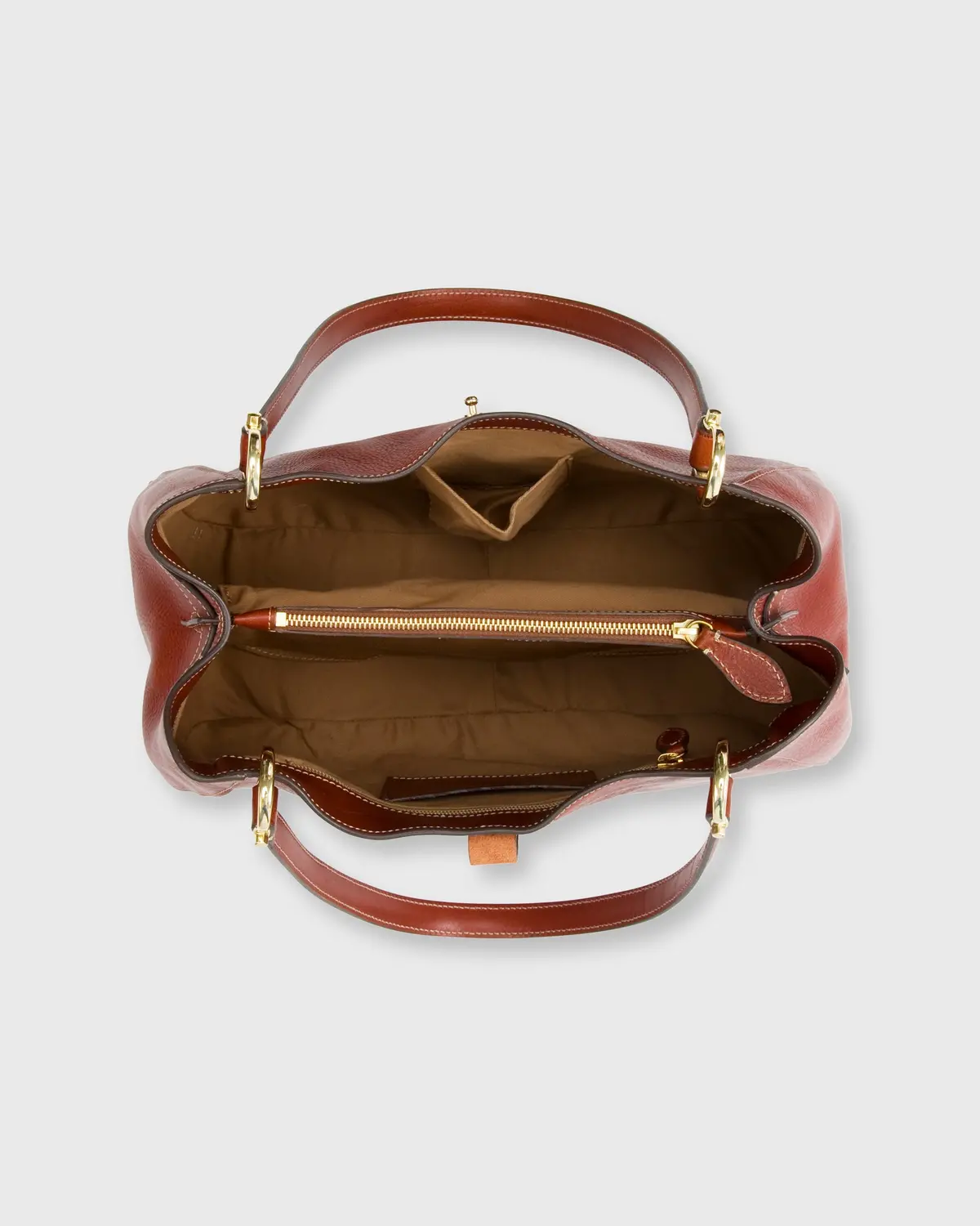 Alissa Satchel Bag In English Tan Leather 2
