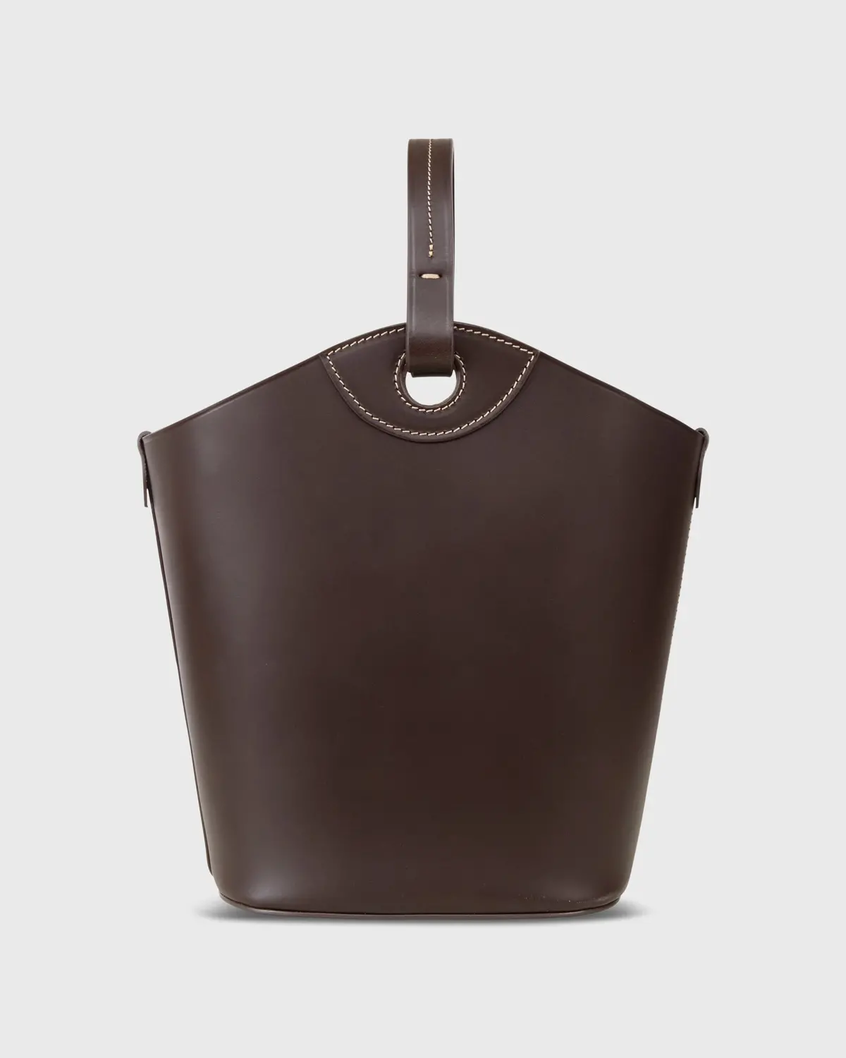 Bucket Tote In Dark Brown Leather 1