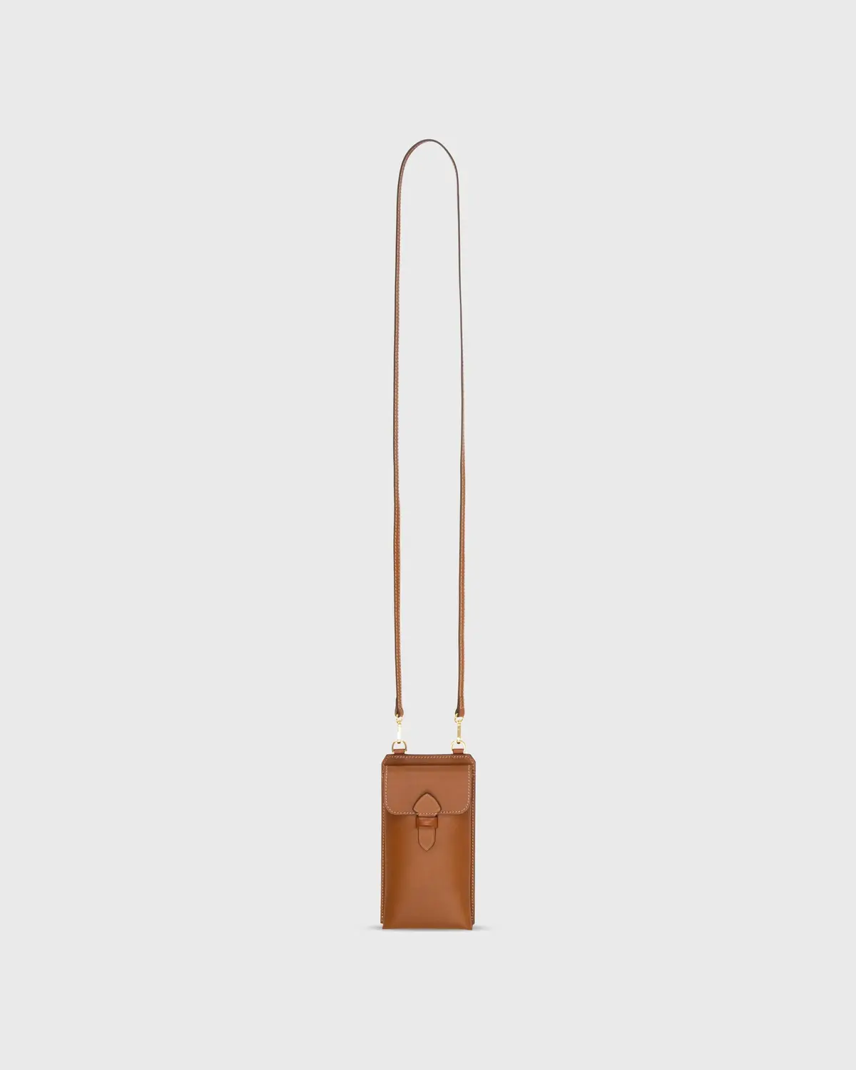 Cell Phone Bag In Cognac Leather 1