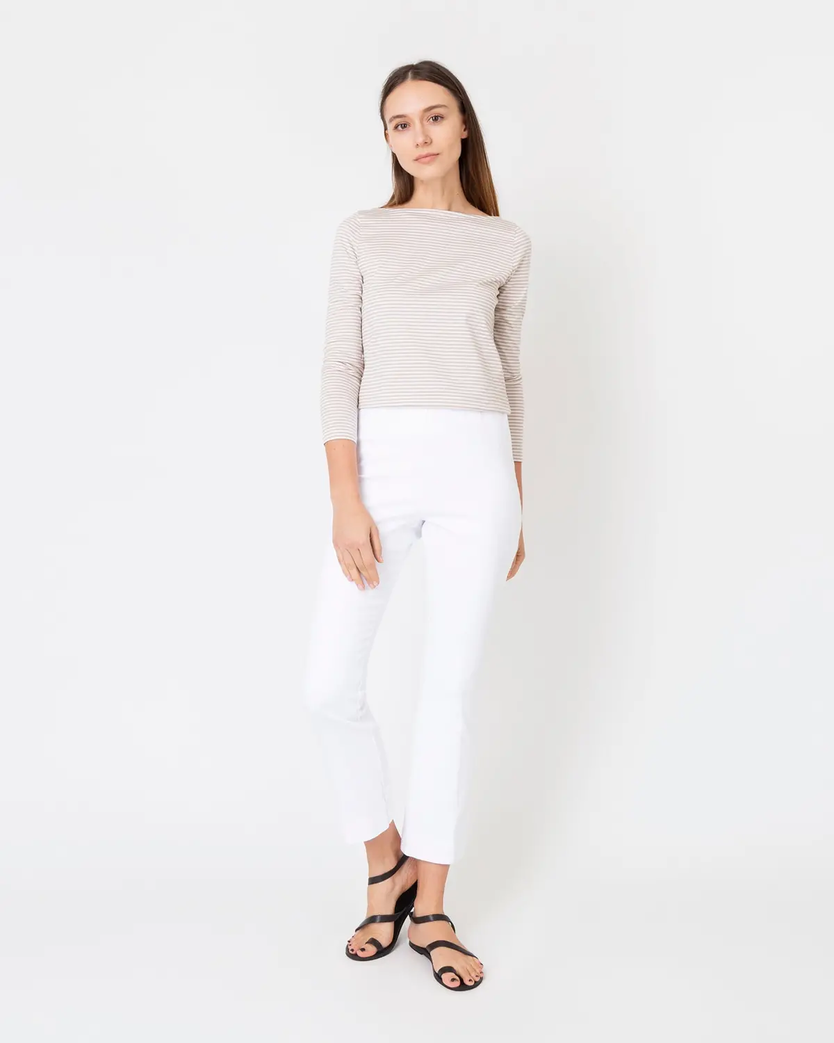Faye Flare Cropped Pant In White Garment-Dyed Stretch Twill 1
