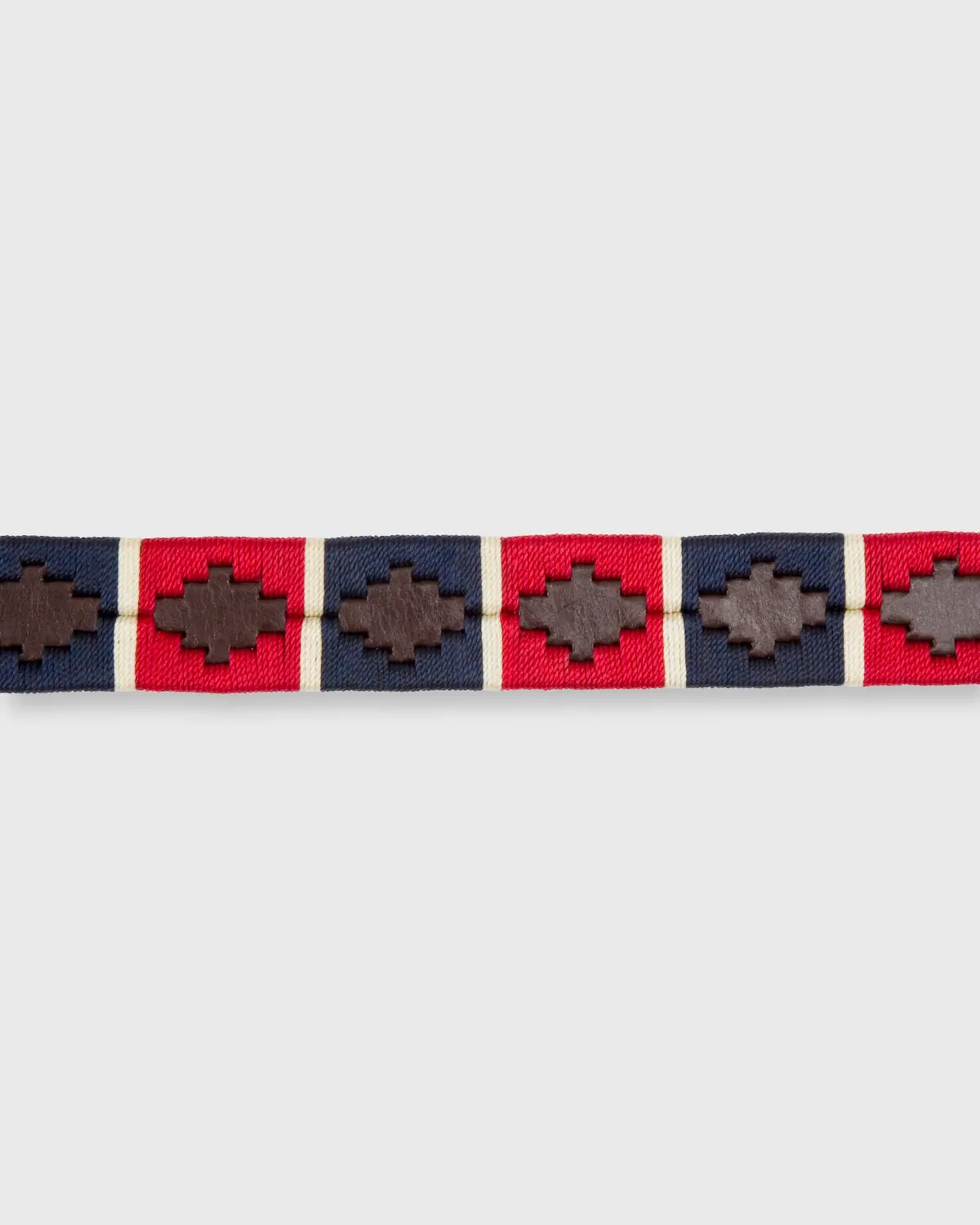 1 1/8" Polo Belt In Red/Navy/Cream Chocolate Leather 2